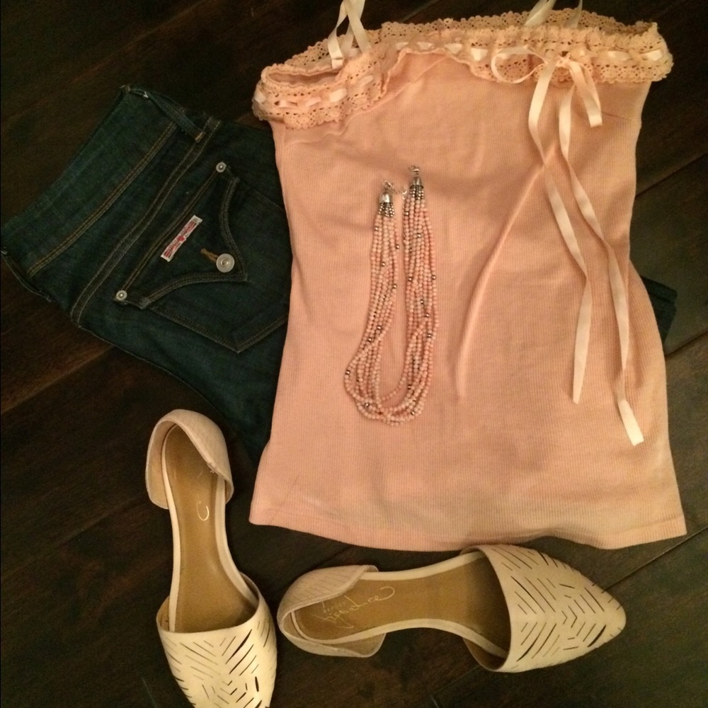 COPY - Peach tank with crochet detail